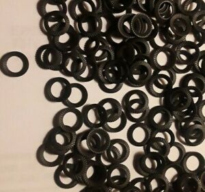 M4 - 5/32&#034; Rib Spring Lock Washers, Schnorr ,Spring Steel, Black, Select Qty