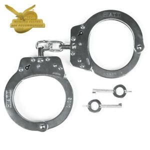 Hiatt 2010-HD Nickel Chain Handcuffs Double Key Hole