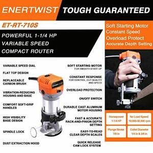 Enertwist Compact Router Tool 7.0-Amp 1.25HP Soft Start Variable Speed Wood R...