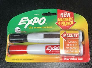 Expo Magnetic Dry Erase Chisel Marker With Eraser 2 Pack Red/Black