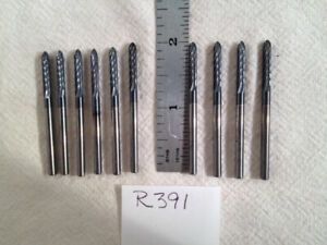 10 NEW 1/8&#034; (.125) SHANK CARBIDE BURRS. COATED. CYLINDER POINT. USA MADE  (R391)
