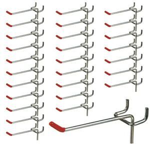 25 Pcs/Kit Peg Board Hooks Silver For Storage Display  Workshop Pegboar 3.9 Inch