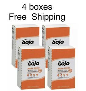 Gojo 7255-04 Pumice Hand Cleaner Refill, Natural Orange , 2000mL Each . 4 Boxes