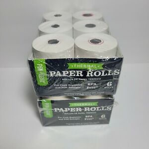 Thermal Paper Rolls 3 1/8&#034; x 190ft Roll Qty 6 For Cash Registers POS Receipts