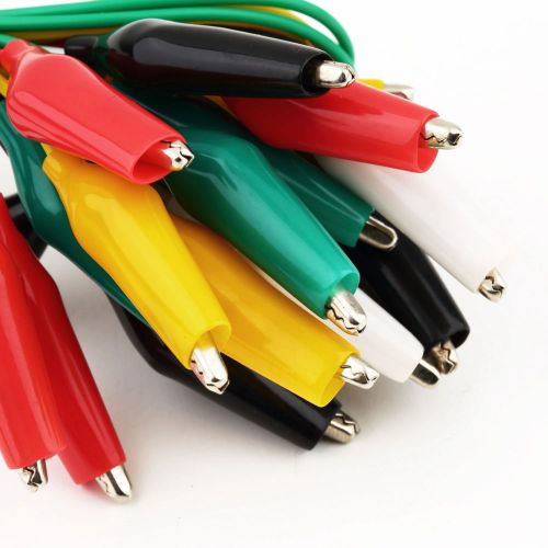 10pcs Double-ended Test Leads Alligator Crocodile Roach Clip Jumper Wire SN
