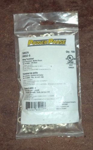 POWER PHASE RING TERMINAL NON-INSULATED BUTTED SEAM 16-14 AWG #10 STUD / 100 CT