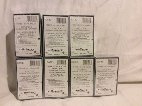 Lot of 7, 30583 Outlet boxes, Mulberry, 23 cubic inch capacity, 3 1/2&#034; IPS HOLES