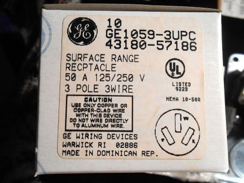 Ge 3/pole 3/wire surface range receptacle welding dryer stove 50a 125/250u nib for sale
