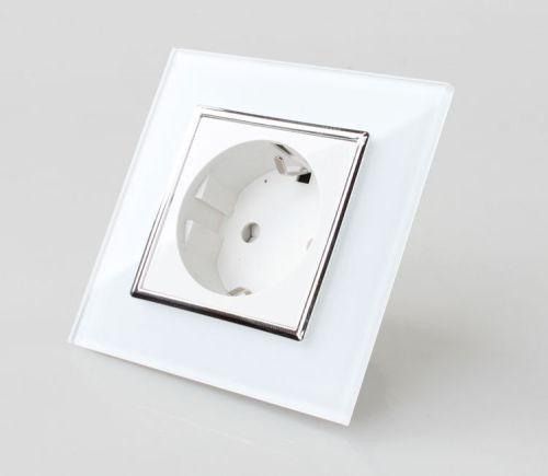 Eu standard ac110~250v 16a wall power socket white/black crystal glass panel for sale