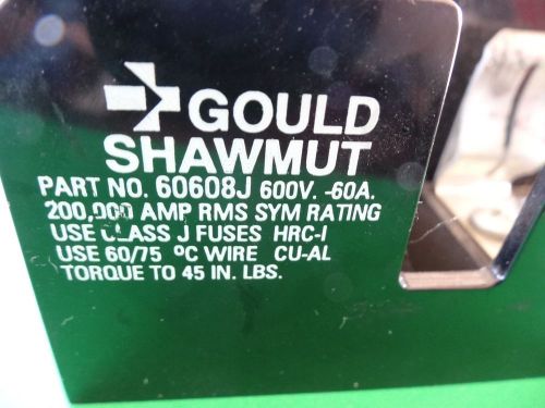 Gould shawmut 60608j fuse block 600v 60a for sale