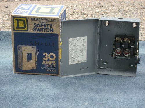 New square d two fuse plug safety switch box 30 amp for sale