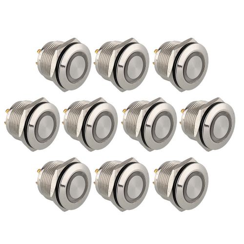 10pcs push button 19mm blue led momentary resetable flat head 4 pin 1no car for sale