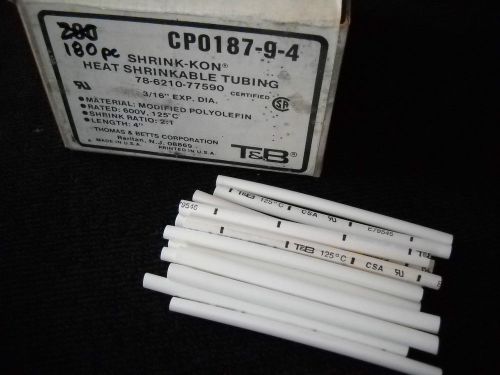 THOMAS &amp; BETTS SHRINK-KON CP0187-9-4 HEAT SHRINK TUBING 3/16&#034; DIA. BOX OF 180
