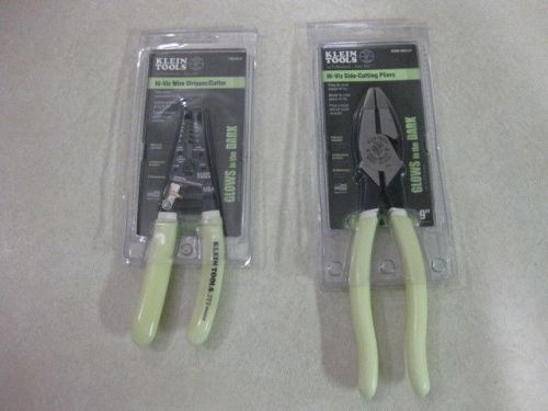 Klein tools hi-viz wire strippers &amp; side-cutting pliers d2000 glow in the dark for sale