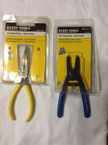Klein tools, long nose pliers, and, wire stripper/cutter, new