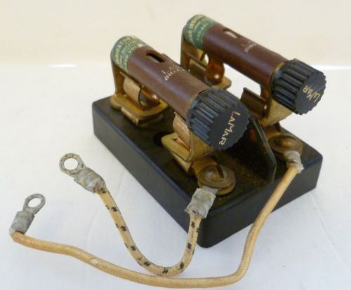 Vintage fuse block with 2 lamar indicator and fuse lock 110-220 ac-dc fuses for sale