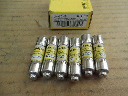 Bussmann low-peak fuse lp-cc-8 lpcc8 8a 8 a amp lot of 6 new in box for sale