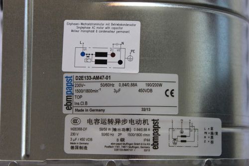 New ebmpapst d2e133-am47-01 cooling fan  230v for sale