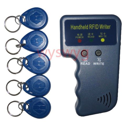 Portable handheld 125khz em4100 rfid writer copier duplicator 5 rewritable tags for sale