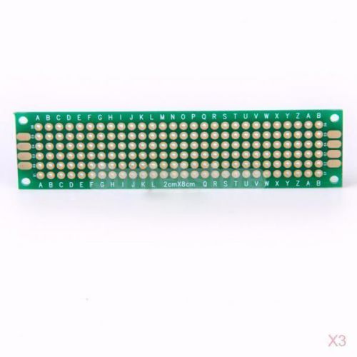 3x 10 2cmx8cm Double Side Prototype PCB Panel Universal Matrix Circuit Board DIY