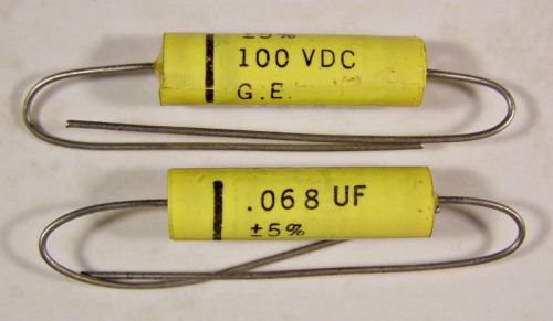 3 GE .068uf 100VDC Polycarbonate Film Capacitors NOS