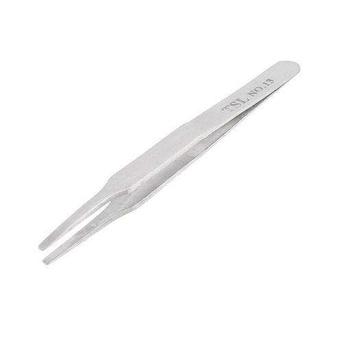 120mm Long Silver Tone Stainless Steel Square Tip Tweezers