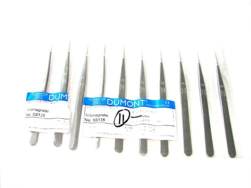 Original dumont high tech tweezers stainless anti magnetic no: ss set of 10 pcs for sale