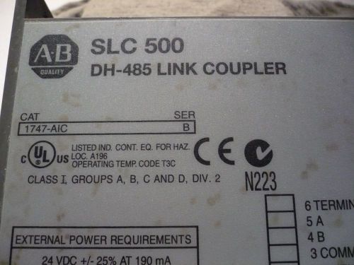 Allen Bradley 1747-AIC ISOLATED LINK COUPLER FOR PROGRAMMABLE CONTROLLER