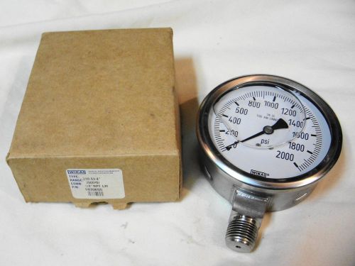 Wika instrument co 233.53 4&#034; 2000 psi guage 1/2&#034; npt lm 9833655 liquid filled for sale