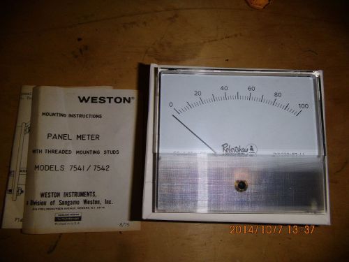 WESTON PANEL METER 0-100 by ROBERTSHAW 7541 7542 P/N239-B3-L1 F.S.=4-20 ma DC