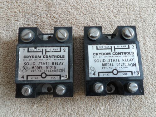 Cyrdom Controls Model D1210 120 VAC 10 Amp Solid State Relays 2X