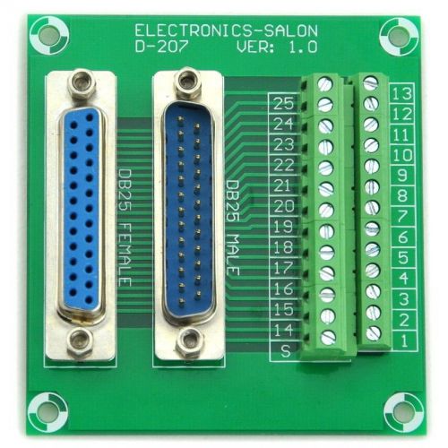 Db25 male/female header breakout board, d-sub connector. for sale