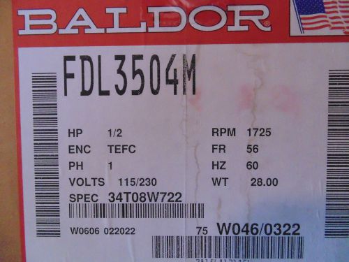 FDL3504M Baldor Motor 1/2hp,1 phase  115/230 volt 1745RPM