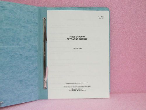 Telecommunications techniques manual fireberd 2000 operating manual (2/86) for sale