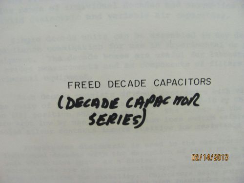 FREED MODEL DCS: Decade Capacitor Series - Instruction Manual