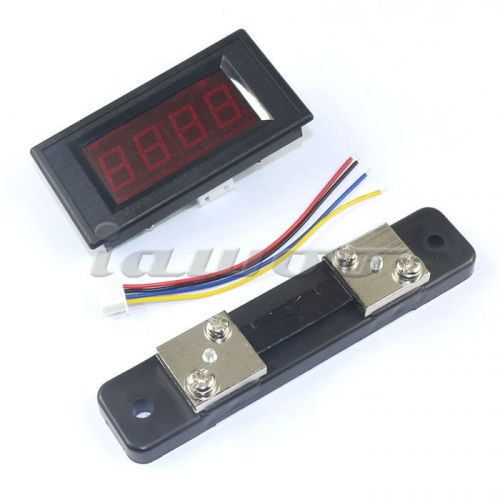 Red LED DC 5V 50A Digital Ammeter Amp Panel Meter Current Monitor+Shunt Resistor