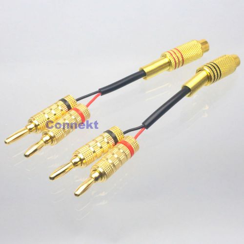 1Pair Banana Plug To RCA TV Phono Adapter 4&#034; cable For Stereo Amp Audio Receiver