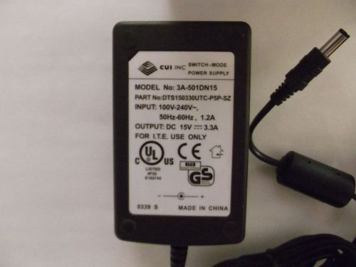 3a-501dn cui inc. switch mode power supply 50w15vdc 3.3a mpn dts150330utc-p5p-sz for sale