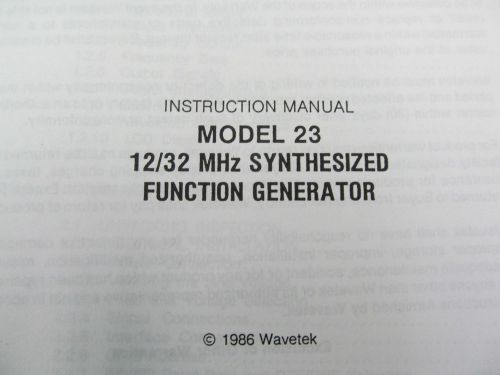 Wavetek Model 23 12/32 MHz Synthesized Function Generator Instruction Man - copy
