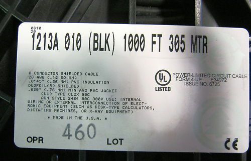 Belden cable 1213a 010 (black) 1000 foot reel 1213a010 belden 1213a010 for sale