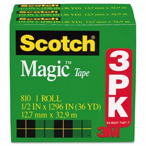 Scotch magic tape refill, 1/2&#034; x 1296&#034;, 3/pack (mmm810h3) for sale