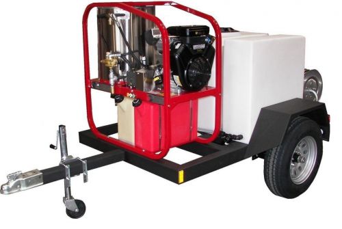 Commercial hot pressure washer &amp; trailer - 200 gallons  - 3,000 psi - 4.8 gpm for sale