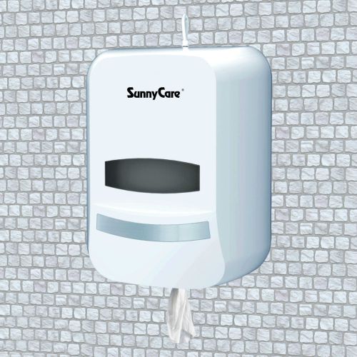 SunnyCare #8030W White Center Pull Paper Hand Towel Dispenser ABS Plastics