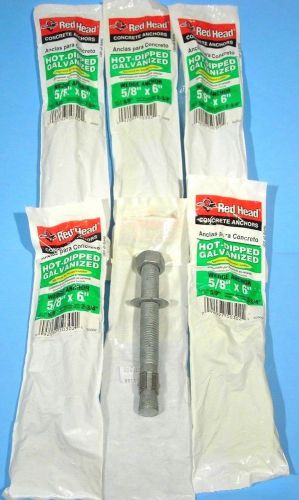 6 - RED HEAD Hot-Dipped Galvanized 5/8&#034;x6&#034; Wedge Anchors #50302 - NEW