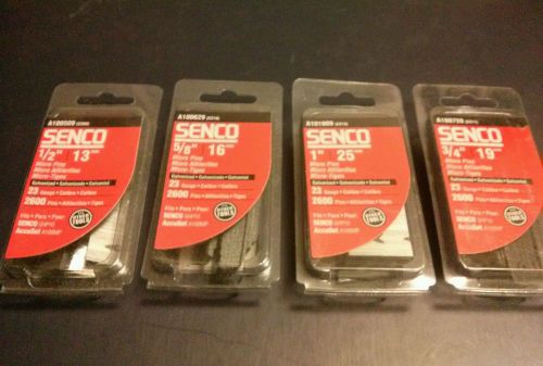 4 Pack Senco 1/2,5/8,3/4, 1&#034; 25MM Micro Pins 23 Gauge
