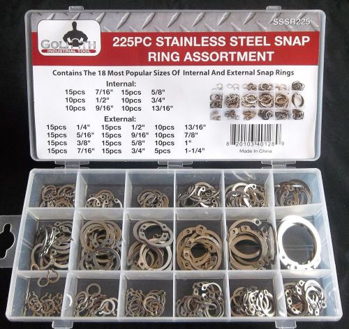 225pc goliath industrial sssr225 stainless steel snap ring assortment for sale