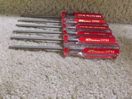 *NEW* (6) &#034;ACE&#034; PRO SERIES #2 SQUARE RECESS SCREWDRIVER Fits #8,#9,#10 Screw