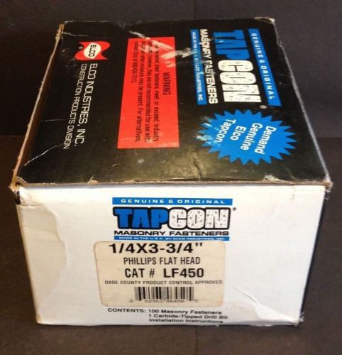 Tapcon masonry fasteners 1/4 x 3-3/4&#034; phillips flat head with drill bit 100 ct. for sale