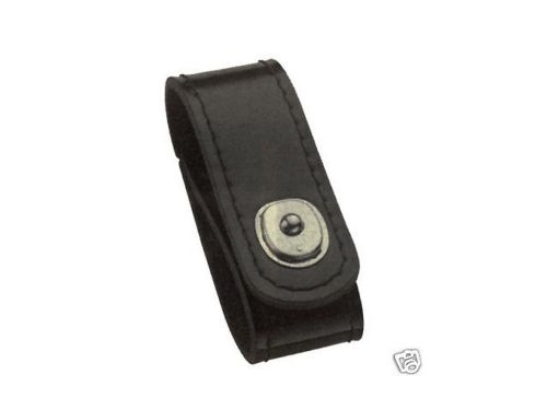 Hwc plain black leather police handcuff strap holder case for duty belt w/ snap for sale