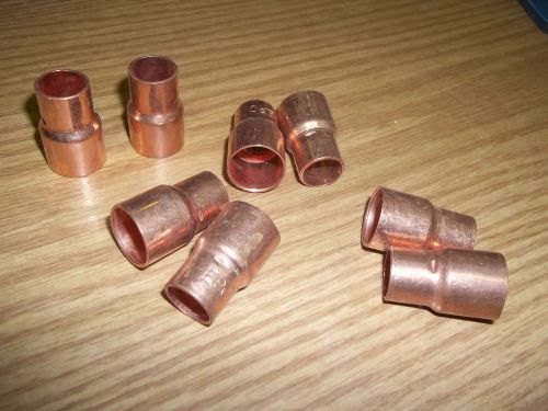 Lot 10x copper fitting reducer coupling sweat cxc 5/8 &amp; 1/2 inside diameters for sale